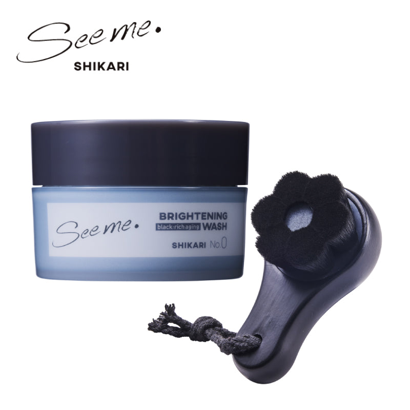 SHIKARI BRIGHTENING WASH／ブラシセット60g・詰替え用リフィル60g・ブラシ単体　医薬部外品 洗顔パック