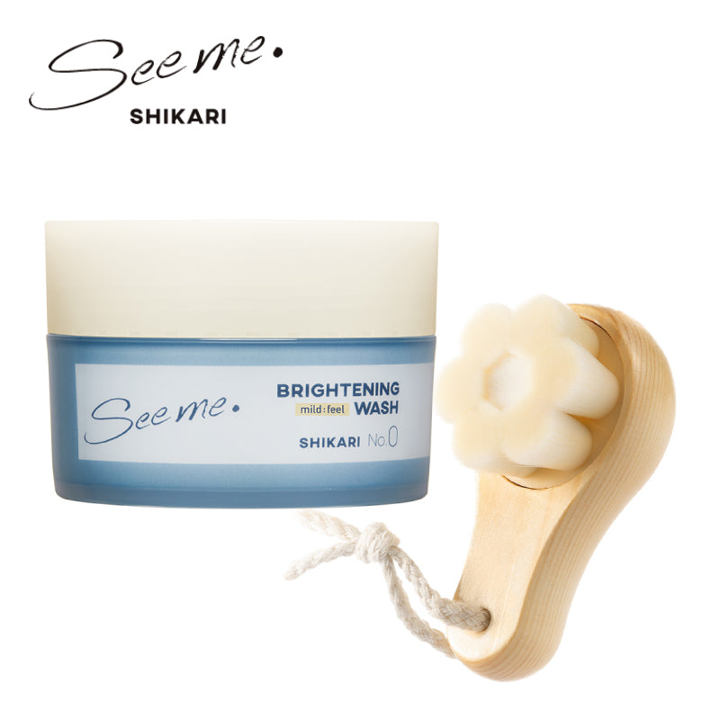 SHIKARI BRIGHTENING WASH／ブラシセット60g・詰替え用リフィル60g・ブラシ単体　医薬部外品 洗顔パック